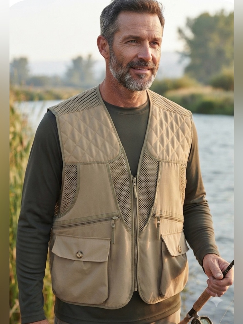 Fieldline Khaki Mesh Hunting Shooting Vest Men’s 2XL Utility Game Vest Pockets